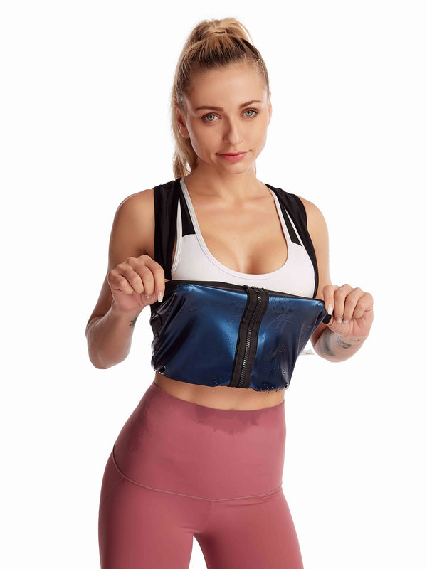 Sports Sweat Vest Shapewear Tops Low Cut Chest Support Shapewear Abdomen Body Shaper Front Zipper